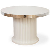 MASUTA ALB & ARGINTIU DE CAFEA ROTUNDA CU RIFLAJE, 70x70x50cm